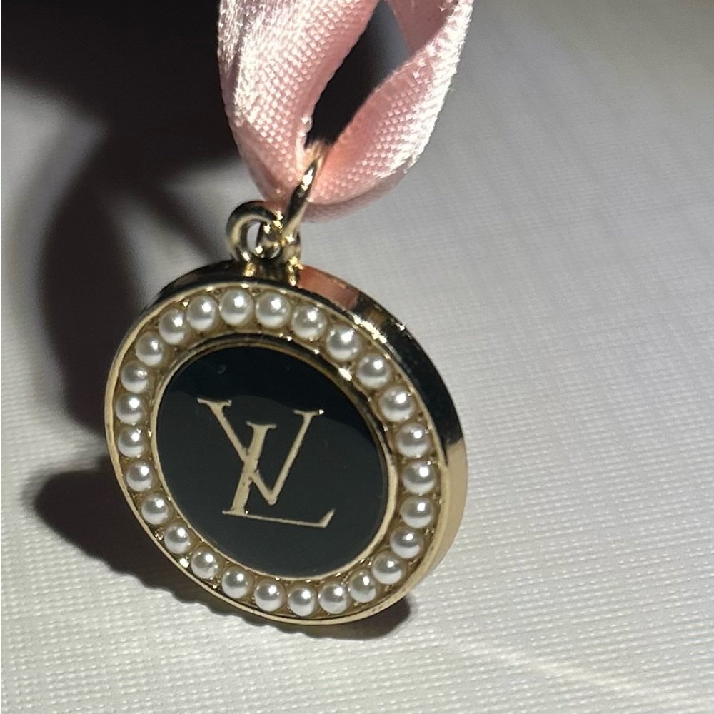Set of 2: ~Louis Vuitton Gold and Black Pearl Charm & ~ Pearl 8” Bracelet Charm